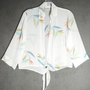 Banana Bay Fine Resort Wear Wrap Womens Size S White Floral Tie Front